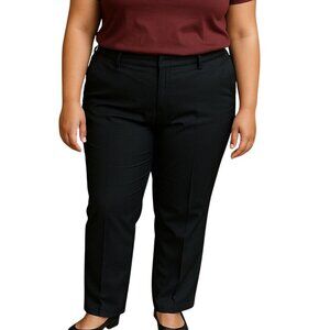 Worthington Womens Black Trousers Size 18W Straight-Leg Cotton Blend